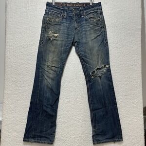 Rock Revival‎ Men's Blue Jeans Mick Boot Flap Pockets Distressed Size 33